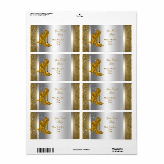 High Heel Schoenen Zilver Goud Event Etiket (Full Sheet)