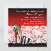 High Heel Schoenen Zwart Rood Zebra Party Kaart (Achterkant)