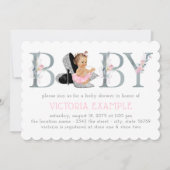 High Heel Shoe Baby Girl Douche Uitnodigingen (Voorkant)