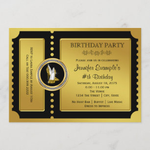 High Heel Shoe Golden Ticket Verjaardagsfeest Kaart
