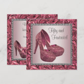 High Heel Shoe Vrouwen Roze 50ste Verjaardag Kaart (Voorkant / Achterkant)