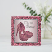 High Heel Shoe Vrouwen Roze 50ste Verjaardag Kaart (Staand voorkant)