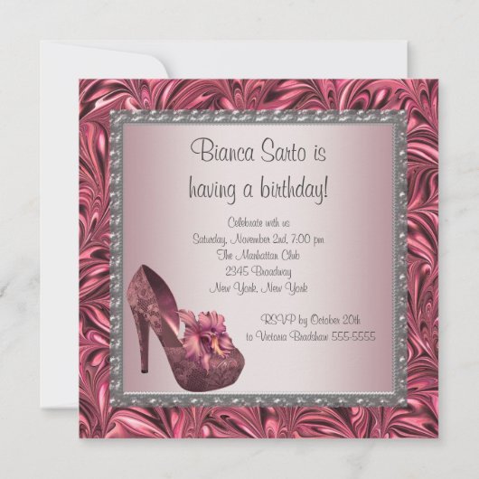 High Heel Shoe Vrouwen Roze 50ste Verjaardag Kaart (Achterkant)