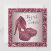 High Heel Shoe Vrouwen Roze 50ste Verjaardag Kaart (Voorkant)