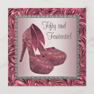 High Heel Shoe Vrouwen Roze 50ste Verjaardag Kaart