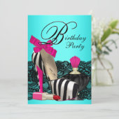 High Heel Shoes Blauwgroen Blauw en Roze Zebra Par Kaart (Staand voorkant)