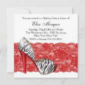 High Heel Shoes Rode Zebra Uitnodigingen (Achterkant)