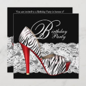 High Heel Shoes Rode Zebra Uitnodigingen (Voorkant / Achterkant)