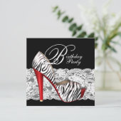 High Heel Shoes Rode Zebra Uitnodigingen (Staand voorkant)