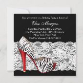 High Heel Shoes Rode Zebra Uitnodigingen (Achterkant)