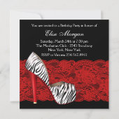 High Heel Shoes Rode Zebra Uitnodigingen (Achterkant)