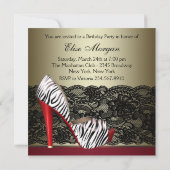 High Heel Shoes Rode Zebra Uitnodigingen (Achterkant)