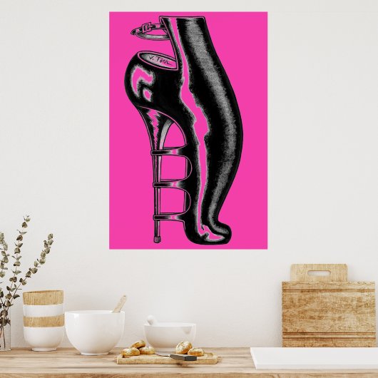 High Heeled Rubber Boot/Hot Pink Poster (Keuken)