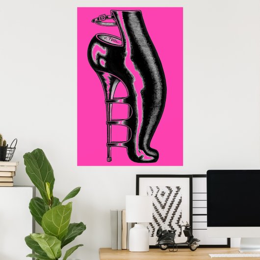 High Heeled Rubber Boot/Hot Pink Poster (Thuiskantoor)