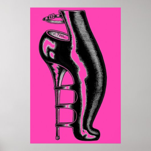 High Heeled Rubber Boot/Hot Pink Poster (Voorkant)