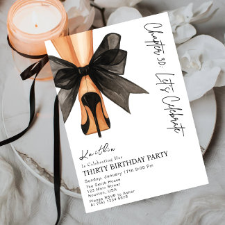 High Heels Black Bow Thirty 30th Birthday Kaart