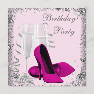 High Heels Champagne Roze Verjaardagsfeest Kaart