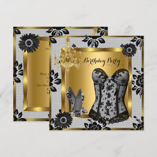 High Heels Chandelier Lace Corset Black 2 Kaart (Voorkant / Achterkant)