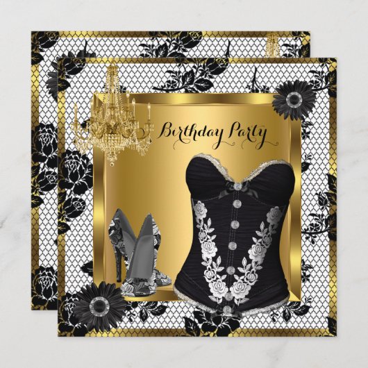 High Heels Chandelier Lace Corset Black 3 Kaart (Voorkant / Achterkant)