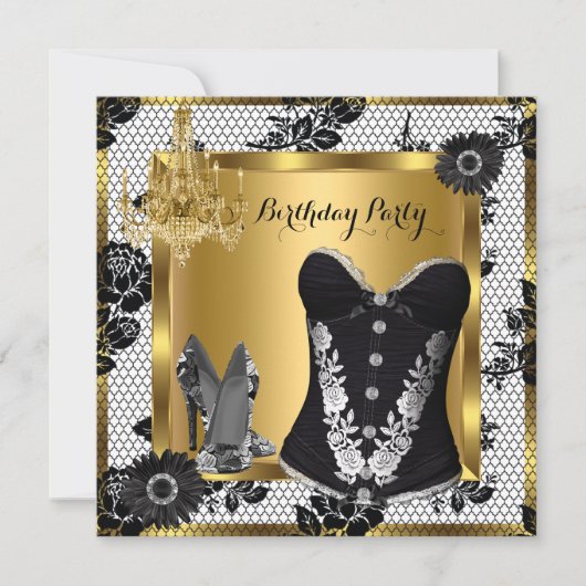 High Heels Chandelier Lace Corset Black 3 Kaart (Voorkant)