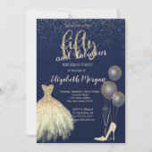 High Heels Confetti, Dress Navy Blue 50th Birthday Kaart (Voorkant)