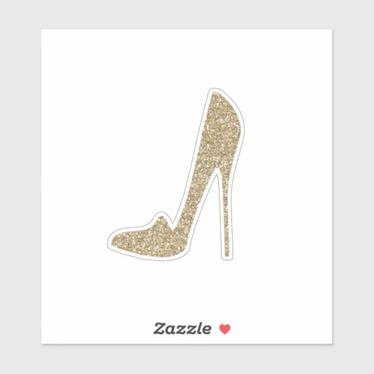 High Heels Cute Gold Glitter Sticker (Vel)