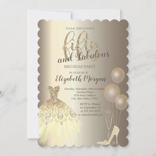 High Heels,Dress,Champagne 50th Birthday Kaart (Voorkant)