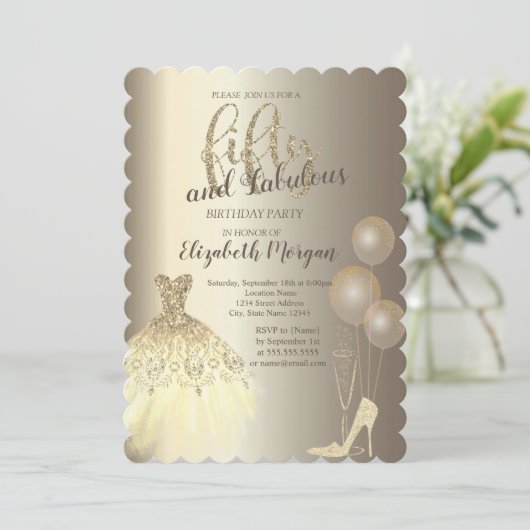 High Heels,Dress,Champagne 50th Birthday Kaart (Staand voorkant)