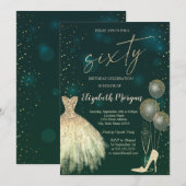 High Heels,Dress,Stars Green 60th Birthday  Kaart (Voorkant / Achterkant)