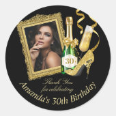 High Heels en Champagne Birthday Hartelijk dank Ronde Sticker (Voorkant)