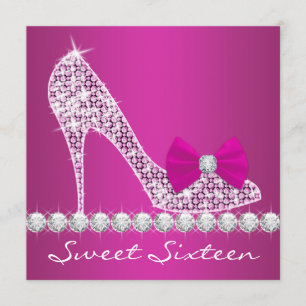 High Heels Hot Pink Sweet Zestien Verjaardagsfeest Kaart