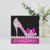 High Heels Hot Pink Sweet Zestien Verjaardagsfeest Kaart (Staand voorkant)