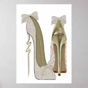 High Heels Lace en Bows Stiletto schetst Poster va