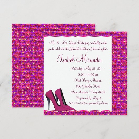 High Heels Meisjes 15e Partij Quinceanera Kaart (Voorkant / Achterkant)