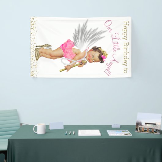 High Heels Parels Angel Girls Verjaardagsfeestje Spandoek (Beurs)