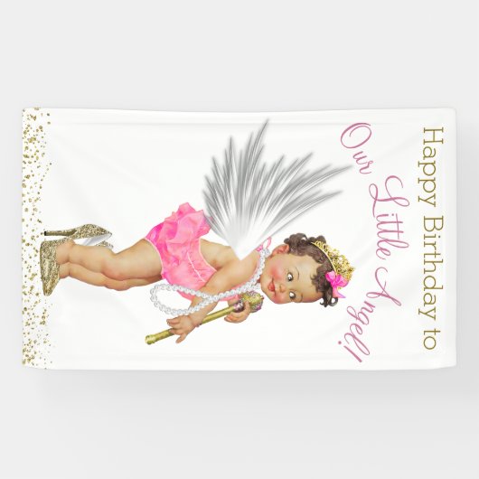 High Heels Parels Angel Girls Verjaardagsfeestje Spandoek (Horizontaal)