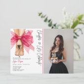 High Heels Pink Bow 20th Birthday Party Photo Kaart (Staand voorkant)