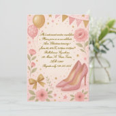 High Heels Prinses Verjaardag Uitnodiging (Staand voorkant)