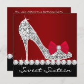 High Heels Red Black Sweet Zestien Verjaardagsfees Kaart (Voorkant / Achterkant)