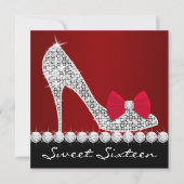 High Heels Red Black Sweet Zestien Verjaardagsfees Kaart (Voorkant)