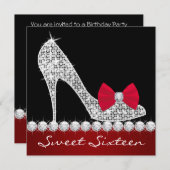 High Heels Red Black Sweet Zestien Verjaardagsfees Kaart (Voorkant / Achterkant)