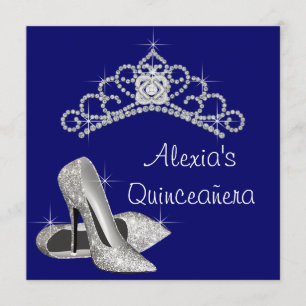 High Heels Tiara Royal Blue Quinceanera Kaart