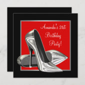 High Heels Vrouwen Rood Zwart Verjaardagsfeest Kaart (Voorkant / Achterkant)