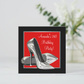 High Heels Vrouwen Rood Zwart Verjaardagsfeest Kaart (Staand voorkant)