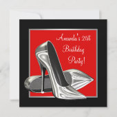High Heels Vrouwen Rood Zwart Verjaardagsfeest Kaart (Voorkant)