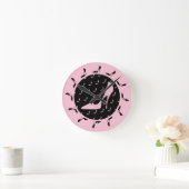 High Hiel Black en Roze Ronde Klok (Huis)