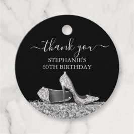 High Hiel Shoe Birthday Dank u Silver Black Bedankjes Labels