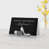 High Hiel Shoes Black Silver Happy Birthday Kaart (Gele Bloem)
