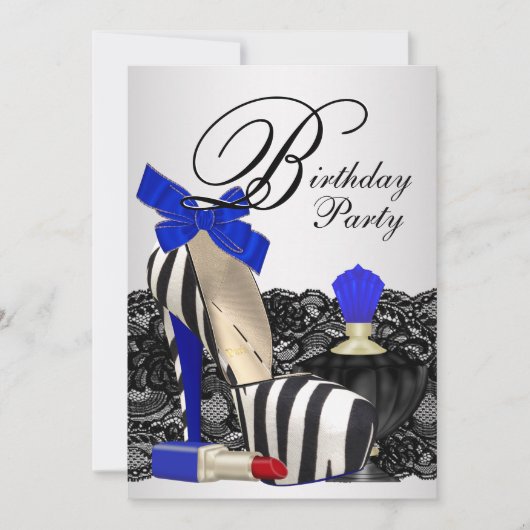 High Hiel Shoes Royal Blue Birthday Party Kaart (Voorkant)