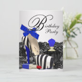 High Hiel Shoes Royal Blue Birthday Party Kaart (Staand voorkant)